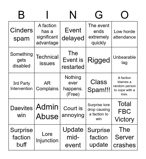 Nerio Event Bingo Card