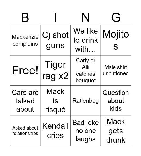 Stout Bingo Card