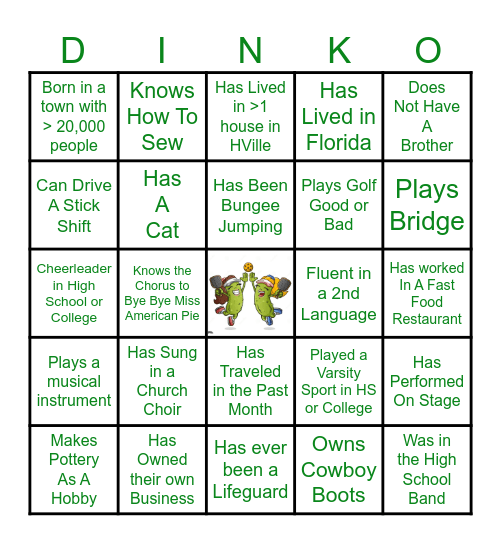 LADIES PICKLEBALL GUEST DINKO Bingo Card