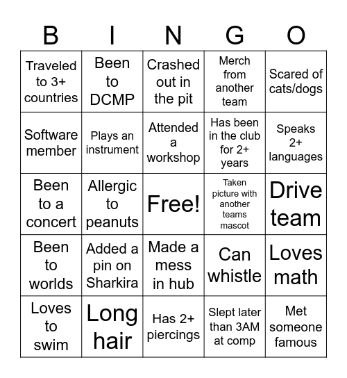 Find someone who is/has... Bingo Card