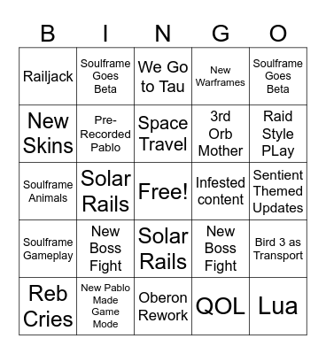 TennoCon 2025 Bingo Card