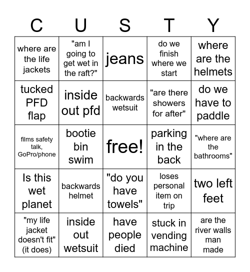 custyBingo Card