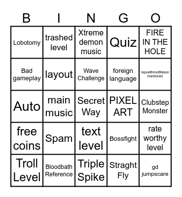 Recent Tab Bingo Card