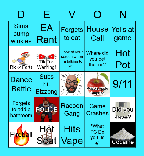 HeeeyDevon Gaming Bingo Card Bingo Card