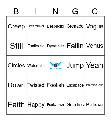 One Word Songs Bingo Card