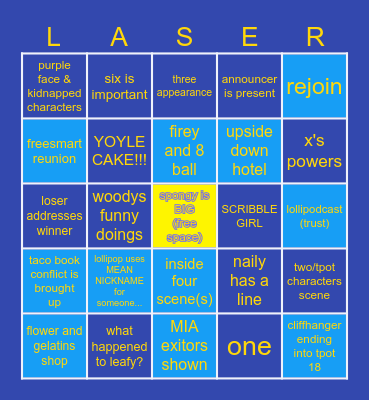 TPOT 18 BINGO Card