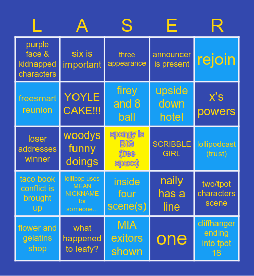 TPOT 18 BINGO Card