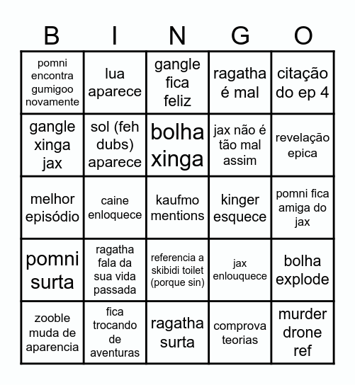 Bingo Ep 5 Bingo Card