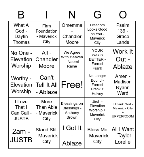 FOMT Youth Game Night Bingo Card