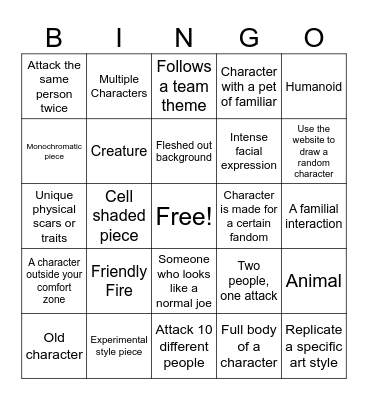 Art Fight Bingo (2025 EDITION) Bingo Card