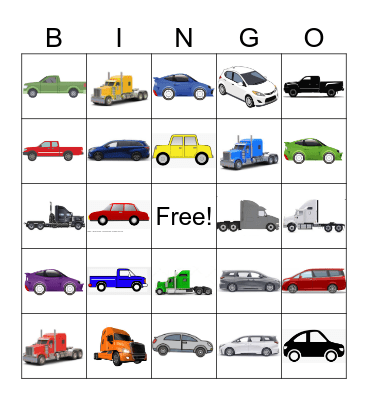 Vehicle Colors - Road Trip 2025 Bingo Card