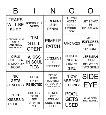 LOVE ISLAND Bingo Card