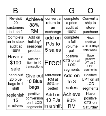 Behavior driving Bingo! Bingo Card