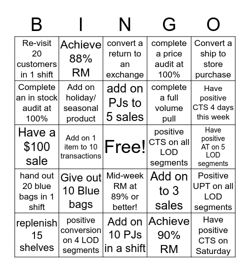 Behavior driving Bingo! Bingo Card