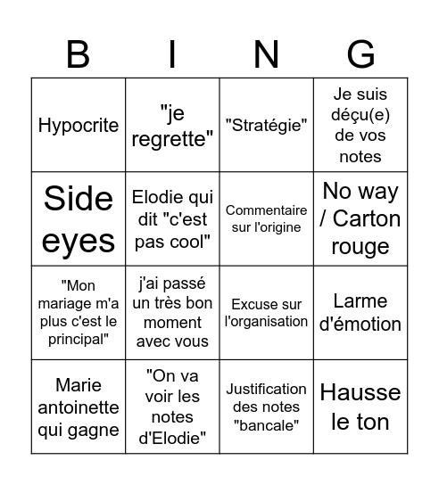 Reveal 4 mariage Bingo Card