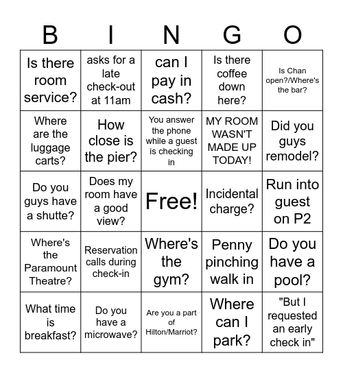 Hospitality is Paramount 2 Bingo Card