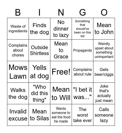 REED KIMBLE BINGO V.2 Bingo Card