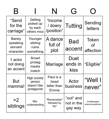 Emma Bingo Card