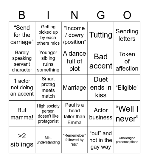 Emma Bingo Card