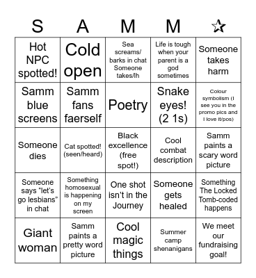 Freedman's Summer Sanctuary for Extraordinary Youth One Shot!! Bingo Card