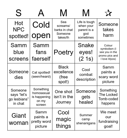 Freedman's Summer Sanctuary for Extraordinary Youth One Shot!! Bingo Card