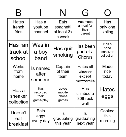 Name the guest Bingo Card