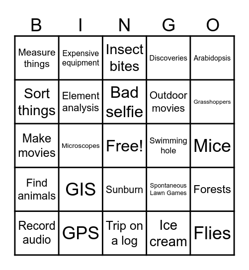 Summer Bio-Bingo Card