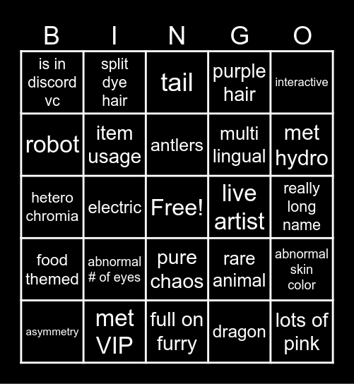 VTUBER BINGO Card