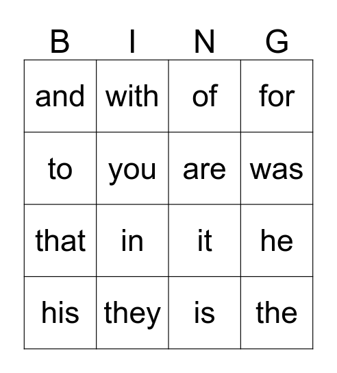 Units 1 and 2 Bingo Card