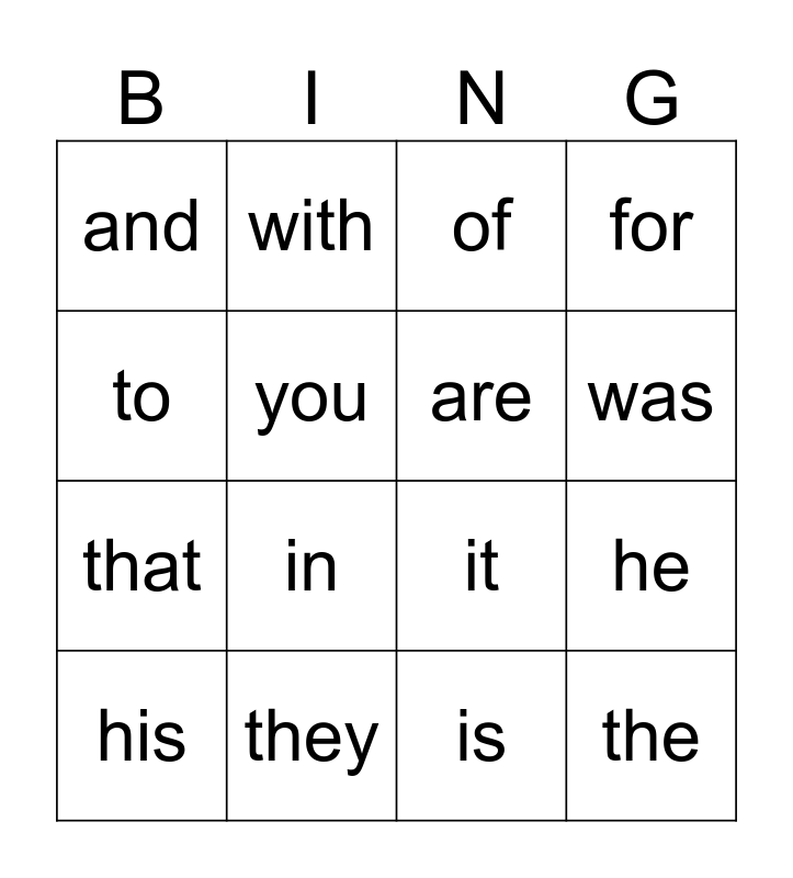 Units 1 and 2 Bingo Card