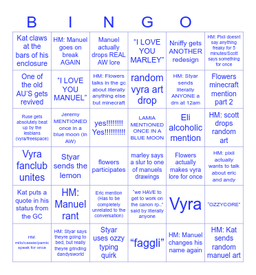 Alorah West Bingo part two Bingo Card