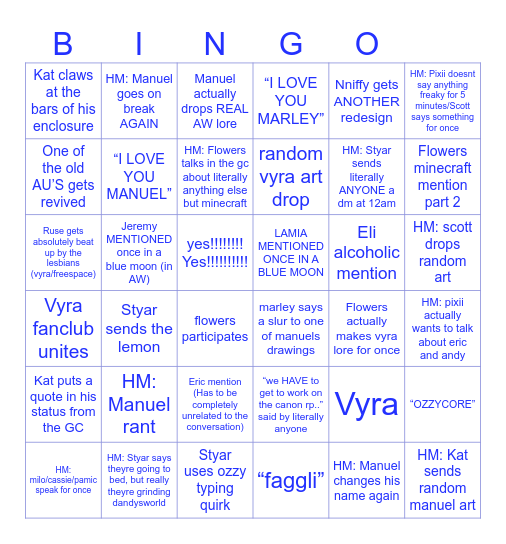Alorah West Bingo part two Bingo Card
