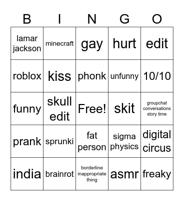yt bingo Card