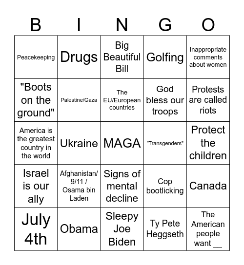 The Address Bingo Card