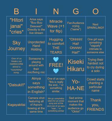 Love Live - Aqours Live ~Finale~ BINGO Card