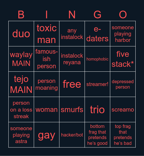 valorant bingo !! Bingo Card