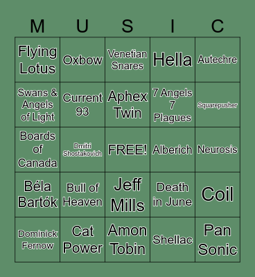 What Music Do You Have in Common With ____? Bingo Card