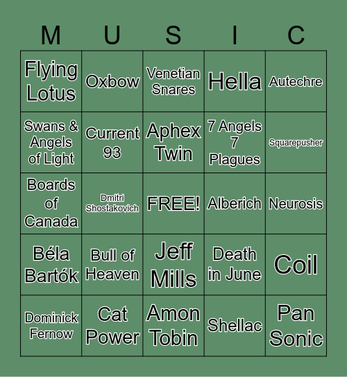 What Music Do You Have in Common With ____? Bingo Card