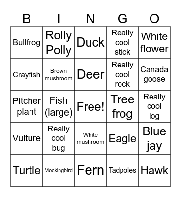 Camping Bingo Card