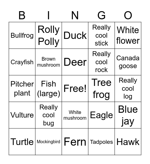 Camping Bingo Card