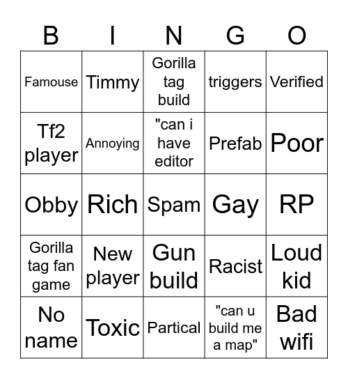 Grab bingo Card