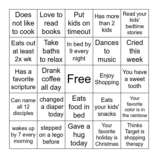 MOM BINGO Card