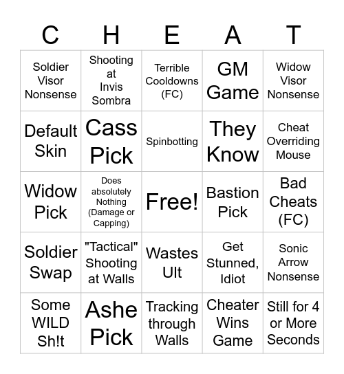 Flats Cheater Bingo Card