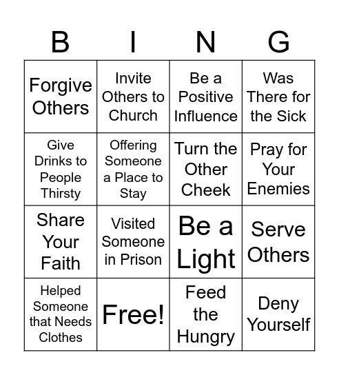 What You Do For Jesus is What Counts! Bingo Card