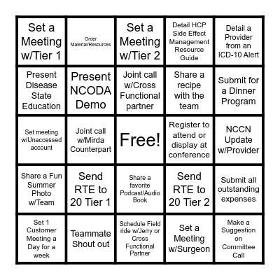 SUMMER Sizzle BINGO Card