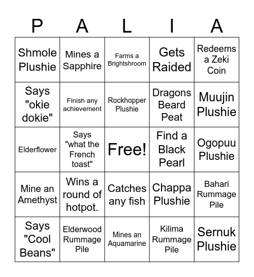 Shumai BINGO Giveaway Bingo Card
