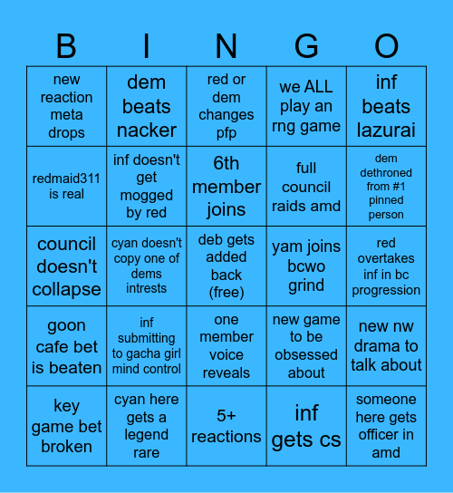 the council 2025 bingo board Bingo Card