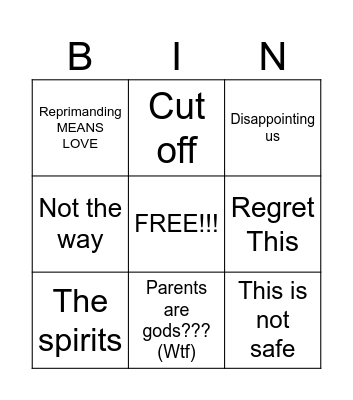 OVERREACTING BINGO Card