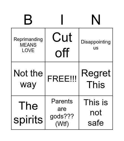 OVERREACTING BINGO Card