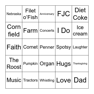 Penner Bingo Card